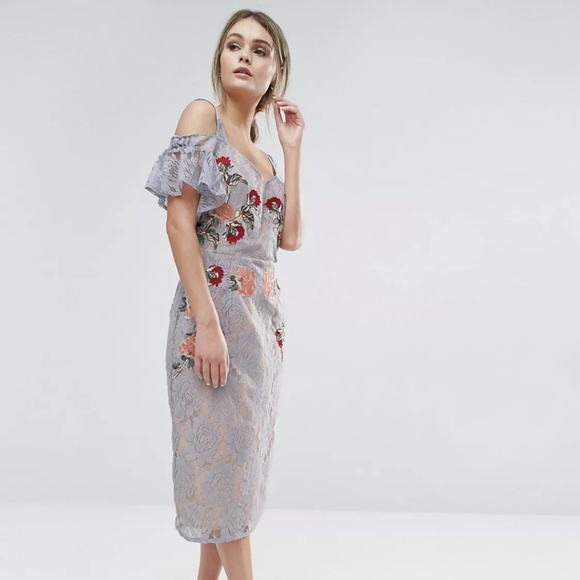 Hope & Ivy Embroidered Lace Midi Dress Size 4 NWT - Picture 10 of 11